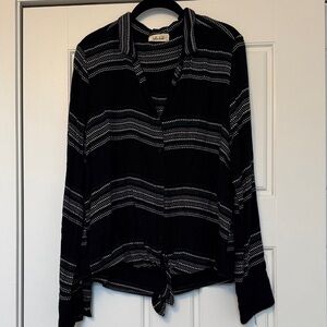 Bella Dahl Black and White Striped Blouse Front Tie
